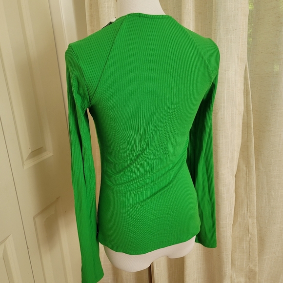 Jonathan Simkhai Merritt Cut Out Tie Neck Ribbed Top Parrot Green Size M NWT - Picture 7 of 9
